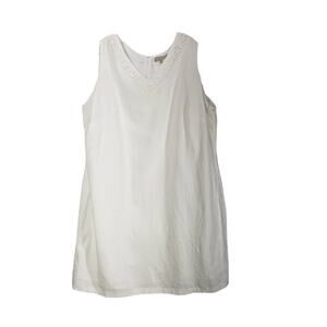 Anthology Women's White Linen Blend V-Neck Midi Dress Size 26